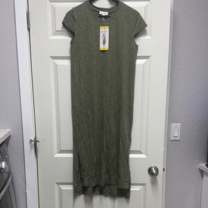 Olive Green Casual Maxi Dress